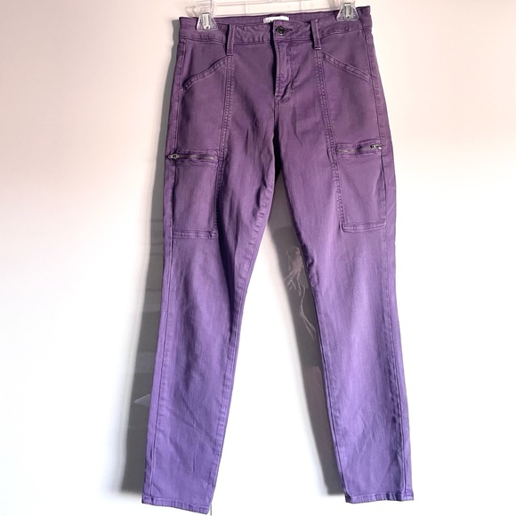 Pistola Hannah Faux Zip Pocket Skinny Cargo Jeans Pants In Purple Rose 27 EUC - Picture 1 of 10